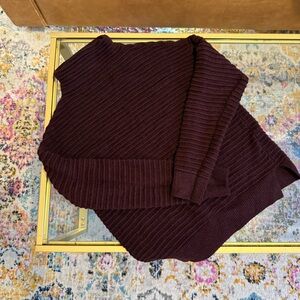 Beachlunchlounge Ribbed Mockneck Sweater Burgundy XS Cozy Minimalist Knit